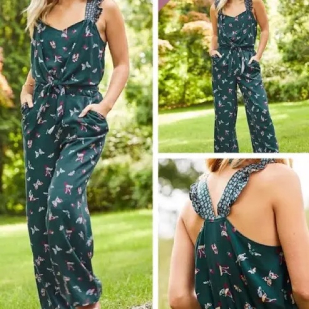 NWT Matilda Jane‎ Evergreen Dream Jumpsuit Floral Tie Waist XS